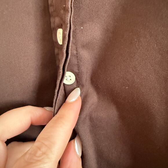 THE SHIRT by Rochelle Behrens | Brown Stretch Cotton button Down Icon Shirt 2XL - Picture 4 of 8